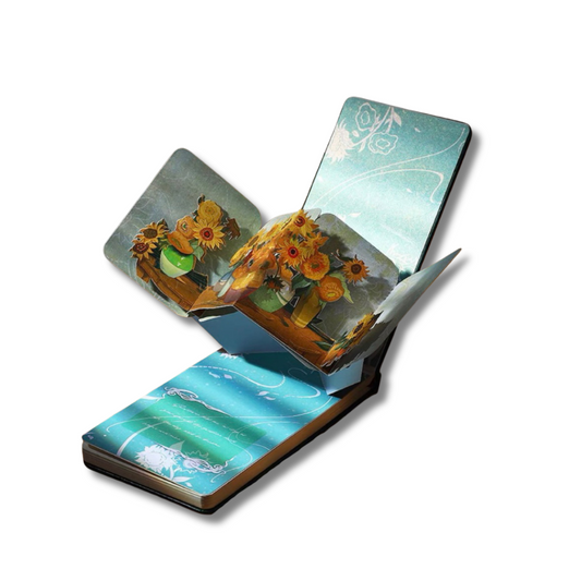 3D Pop-Up Notebook with Leather Cover - Sunflowers Van Gogh - Paper Ground