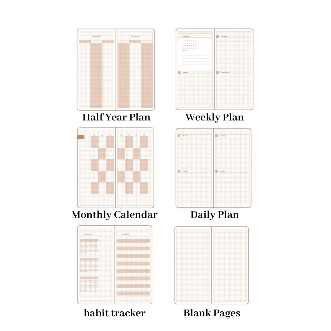 Inner Pages of French Illustration Day Planner - Paper Ground
