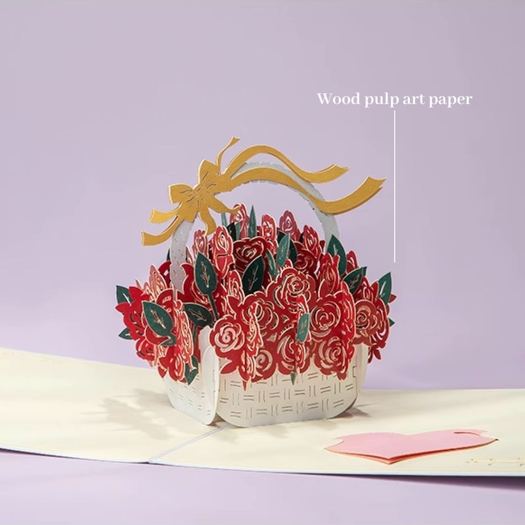 3D Pop-Up Card - Roses Basket
