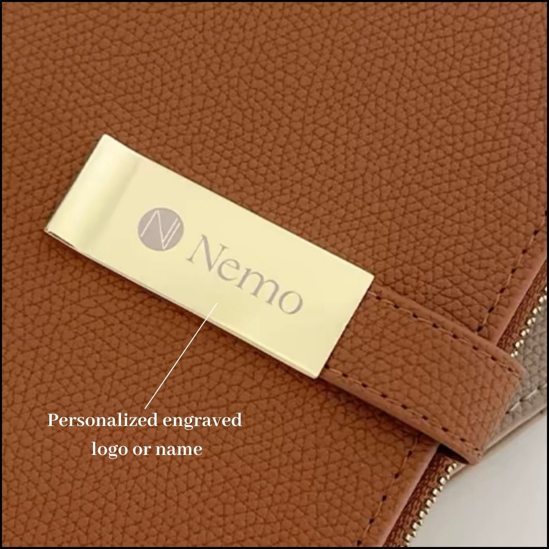 Name Customized Zipper A6 Notebook  - Matcha