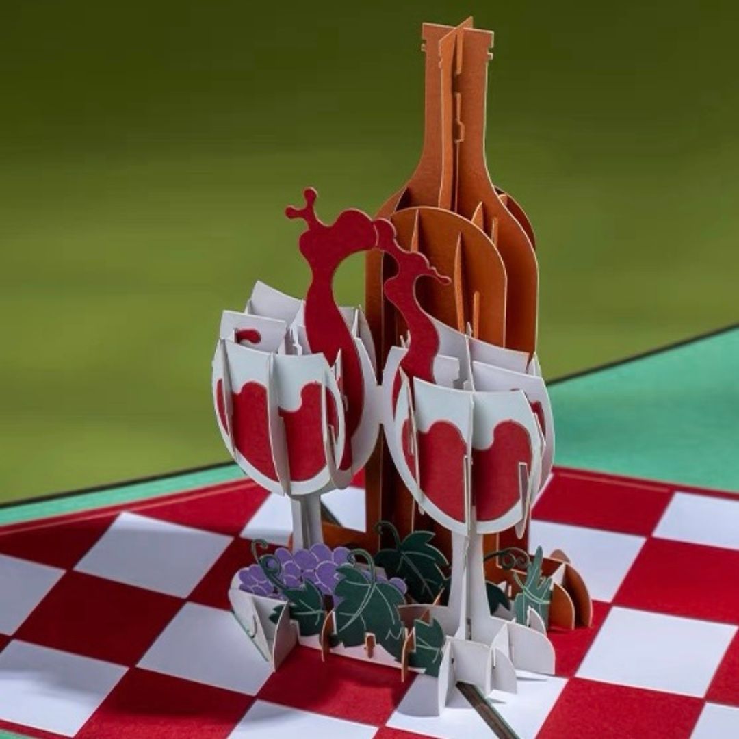 3D Pop-Up Card - Red Wine