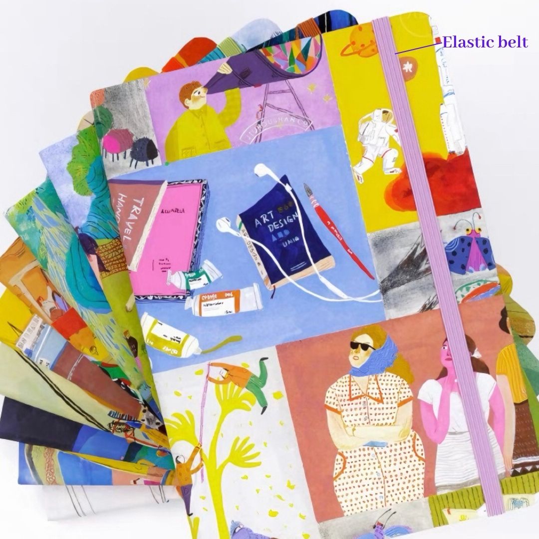 elastic belt of Sketch Book with Illustration Cover - One Message - Paper Ground