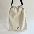 Load image into Gallery viewer, Beige Signature Reusable Bag with black drawstring - Paper Ground
