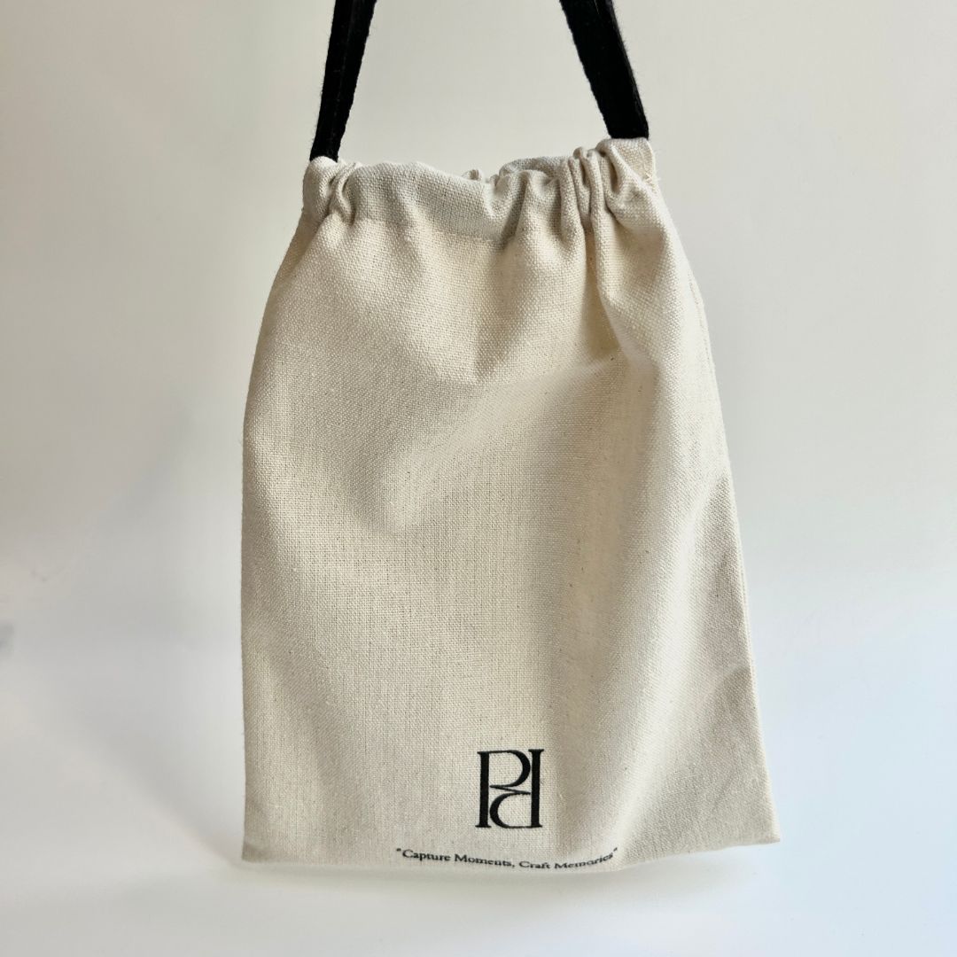 Beige Signature Reusable Bag with black drawstring - Paper Ground