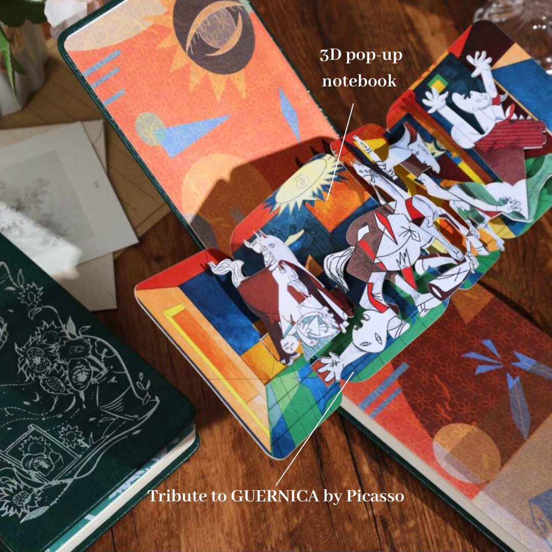 3D Pop-Up Notebook with Leather Cover- Guernica Picasso - Paper Ground