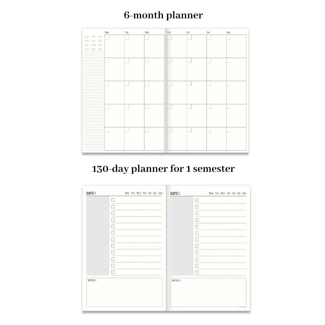 inner pages of Undated Daily Planner, To Do List Notebook - Red - Paper Ground