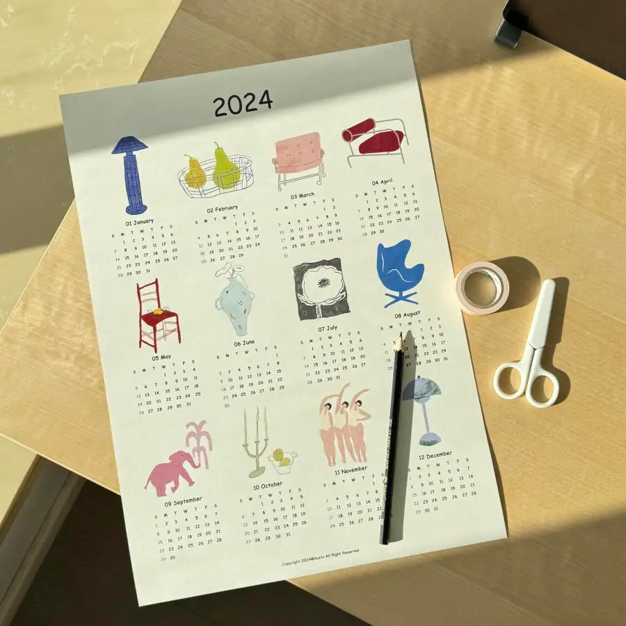 2024 Illustration Calendar - Paper Ground